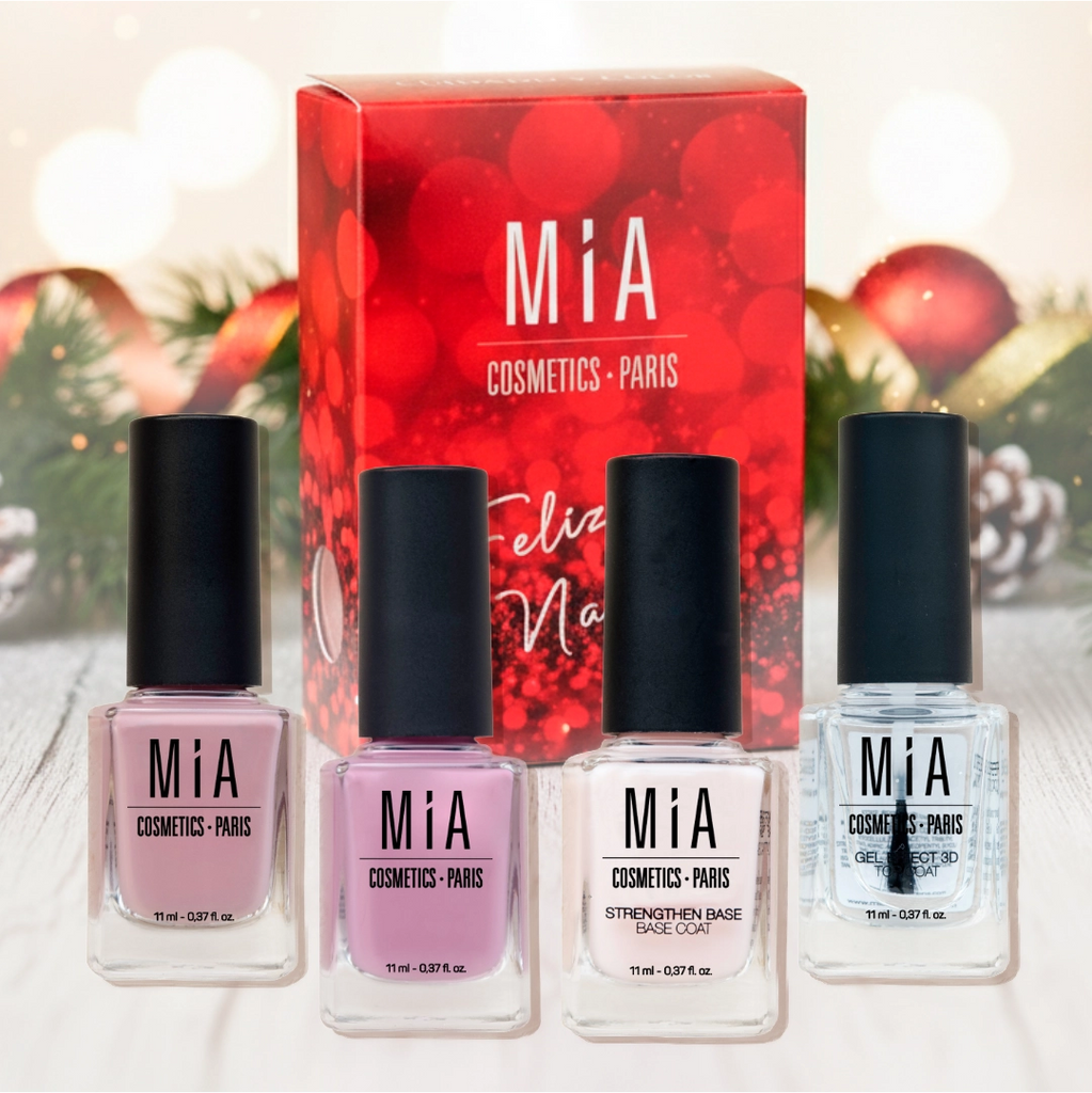 Pack 4 Esmaltes Navidad - 5 - Rose Smoke, Chiffon Peony, Base Coat, Top Coat Gel Effect