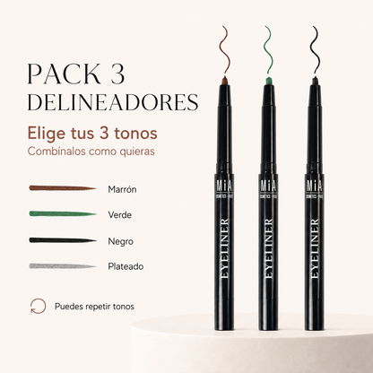 Pack Delineadores de Ojos - 3 Colores a elegir